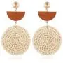 Round Semicircle Geometric Shaped Handwoven Rattan Dangle Earrings Cute Bohemian Lightweight Drop Earring Handmade Rattans Jewelry Accessory for Women Girls