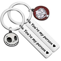 UJIMS The Nightmare Before Christmas Inspired Gifts Jack and Sally Keychain Set of 2 for Boyfriend Girlfriend Movie Fan Jewelry