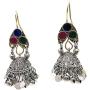 Kuchi Afghan Tribal Big Statement Metal Chandelier Dangle Earrings with Soft Bells