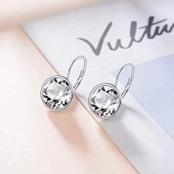 AOBOCO Sterling Silver Bella Earrings Embellished with Crystals from Austria, Hypoallergenic Pierced Leverback Cushion Cut Earrings, Fine Jewelry Gifts for Women