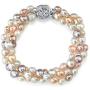 THE PEARL SOURCE 5-6mm Genuine Multicolor Freshwater Cultured Pearl Bracelet for Women