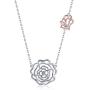 Sterling Silver Rose Necklace - Love Rose Decorated with Cubic Zirconia Two Tone Rose Flower Pendant Necklace for Women, Girls and Girlfriend ，Valentines Day Jewelry Gifts
