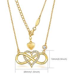 BlingGem Necklace for Women White/Rose Gold Plated 925 Sterling Silver Cubic Zirconia Infinity Heart Pendant Necklace Anniversary Birthday Mothers Gift for Women Mom Daughter 18 inch