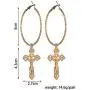 Hithop Cross Dangle Hoop Earrings - Cross with Hoop Charm Tassel Dangle Earrings (A Gold) Hithop Cross Dangle Hoop Earrings - Cross with Hoop Charm Tassel Dangle Earrings (A Gold)