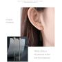 18K Real Gold Tiny Threader Earrings for women, Yellow Gold 4mm Dangle Star Earrings Ear Line Hypoallergenic Jewelry for Her, Mom, Wife, Girls, Teens