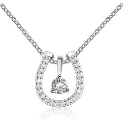 ACJNA 925 Sterling Silver Lucky Horseshoe with CZ Cute U Pendant Necklace Women Jewelry Set