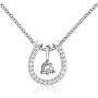 ACJNA 925 Sterling Silver Lucky Horseshoe with CZ Cute U Pendant Necklace Women Jewelry Set