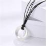 JOYID Brushed Circle Pendant Necklace Long Leather Rope Chain Simple Sweater Necklace for Women