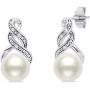 Sterling Silver Cultured Freshwater Pearl and Diamond Accent Pendant Necklace and Drop Earring Jewelry Set
