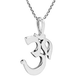 AeraVida Sacred Prayer Sign Mystic Om or Aum .925 Sterling Silver Pendant Necklace