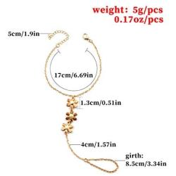 Ajacry Boho Flower Bracelet Gold Finger Hand Chain Jewelry for Women and Girls