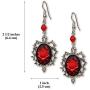 Gothic Red Rose Cameo Earrings Surrounded by Thorns with Red Bead