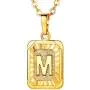 U7 Monogram Necklace A-Z 26 Letters Pendants 18K Gold/Platinum Plated Square Tiny Initial Necklaces for Women Girls,Chain 18'', with Customize Service, Gift Box Packed