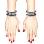 Efulgenz Boho Vintage Antique Gypsy Tribal Indian Oxidized Silver Plated Crystal Bracelets Bangle Set Jewelry