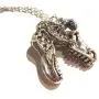 Silvertone T-Rex Skull Pendant on 18'' Chain Necklace Tyrannosaurus Dinosaur Bones