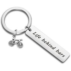 CENWA Funny Biker Lovers Gift Cycling Keychain Bicycle Gift Mountain Bike Ride Gift Life Behind Bars Keychain Gift for Biker Racer Adventure Gift for Cyclists