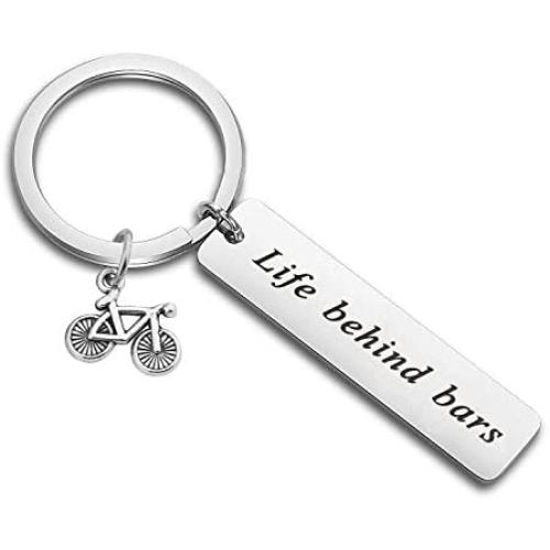 CENWA Funny Biker Lovers Gift Cycling Keychain Bicycle Gift Mountain Bike Ride Gift Life Behind Bars Keychain Gift for Biker Racer Adventure Gift for Cyclists