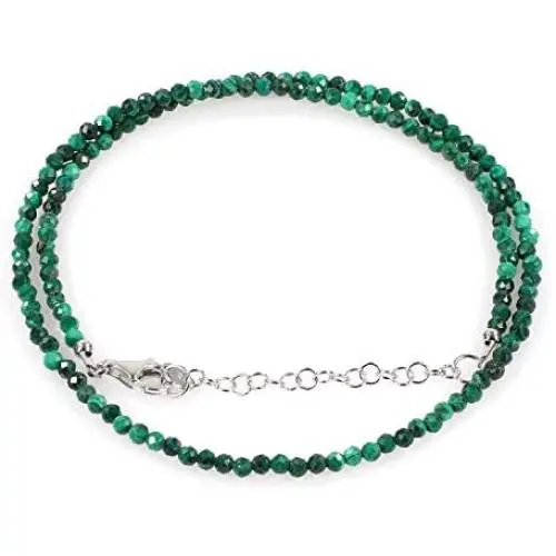 NirvanaIN Natural Malachite Gemstone Necklace with sterling silver for her, Birthday & Christmas gift NirvanaIN Natural Malachite Gemstone Necklace with sterling silver for her, Birthday & Christmas gift
