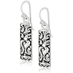 Barse Sterling Silver Ornate Scroll Drop Earrings