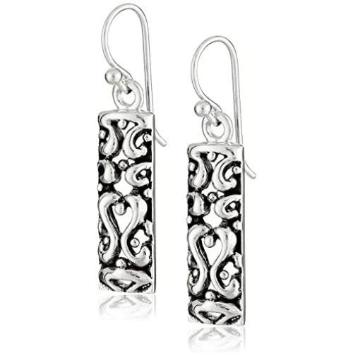 Barse Sterling Silver Ornate Scroll Drop Earrings
