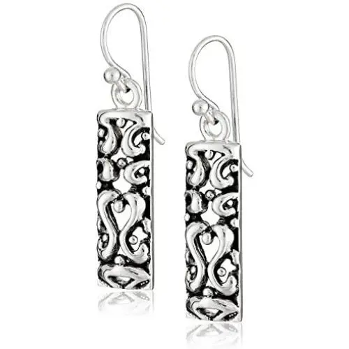 Barse Sterling Silver Ornate Scroll Drop Earrings Barse Sterling Silver Ornate Scroll Drop Earrings
