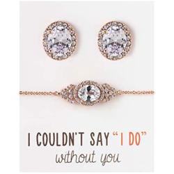 A+O Bridesmaid Gift Oval Bracelet and Earring Set, Wedding Jewelry Set in Gold, Rose Gold, Silver