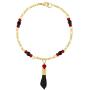 In Season Jewelry 18k Gold Plated Figa Hand Simulated Azabache Bracelet Evil Eye Protection 6.5''