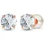 Solid 14K Yellow, White or Rose Gold 4mm Round Genuine Gemstone Birthstone Prong Set Stud Earrings For Women and Girls
