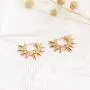 BENEIGE Gold Geometry Awl Hoop Earrings 14K Gold Plated Dainty Handmade Semicircle Beaded Huggie Earrings for Women