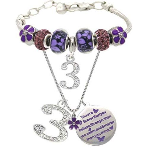 3rd Birthday, 3 Year Old Birthday, 3rd Birthday Girl, 3rd Birthday Bracelet, 3rd Birthday Necklace, 3 Year Old Daughter Birthday Gift Idea, Third Birthday Gift,3 Years Old Birthday Jewelry for Girls