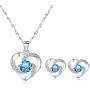 Ccino Silver Jewelry Set for Women, 925 Sterling Silver Stud Earrings, Silver Love Pendant Necklace with White/Purple/Blue Cubic Zirconia for Girlfriend Mother, Best Gift, Come with Jewelry Box