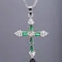 RIZILIA Cross Pendant with 18'' Chain & Trapezoid Round Cut CZ in White Gold Plated, Simple Modern Elegant RIZILIA Cross Pendant with 18'' Chain & Trapezoid Round Cut CZ in White Gold Plated, Simple Modern Elegant