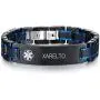 MEALGUET Personalized Free Engraving Mens 2-Tone Black Blue Masculine Stainless Steel Medical Alert ID Bracelet for Men MEALGUET Personalized Free Engraving Mens 2-Tone Black Blue Masculine Stainless Steel Medical Alert ID Bracelet for Men