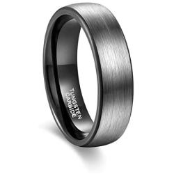 Greenpod 6mm Tungsten Wedding Rings Band for Men Women Silver/Black/Blue/Rose Gold Two Tone Engagement Rings Comfort Fit Size 4-15