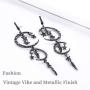 MINIDUO Moon and Star Drop Earrings Exaggerated Fashion Long Drop Dangle Stud Drop Earrings for Women Girls