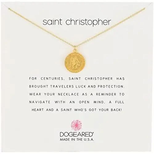 Dogeared Saint Christopher Travelers Reminder Necklace Gold Dipped One Size