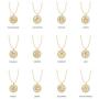 ACC PLANET Constellation Necklace Pendant 14K Gold-Plated Hammered Round Disc Engraved Zodiac Sign Pendant 16.9’’ Adjustable Dainty Necklace Mothers Gifts for Her