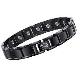 Titanium Magnetic Bracelet for Men,Elegant Therapy Titanium Magnetic Bracelet for Pain Relief Magnetic Bracelet Men （Black）