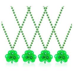 4 Pieces Green Lighted Shamrock Necklace, St. Patricks Day Necklace (TM_MAC)