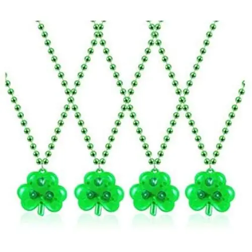 4 Pieces Green Lighted Shamrock Necklace, St. Patricks Day Necklace (TM_MAC) 4 Pieces Green Lighted Shamrock Necklace, St. Patricks Day Necklace (TM_MAC)