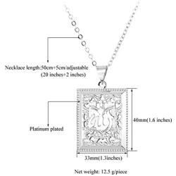 U7 Allah Necklace Square Shaped Hollow Design Muslim Jewelry with Chain 22''
