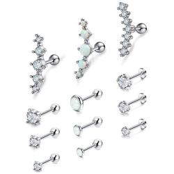 Besteel 16G Stainless Steel Cartilage Stud Earrings CZ Helix Tragus Daith Conch Monroe Piercing Set for Women Men