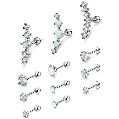 Besteel 16G Stainless Steel Cartilage Stud Earrings CZ Helix Tragus Daith Conch Monroe Piercing Set for Women Men Besteel 16G Stainless Steel Cartilage Stud Earrings CZ Helix Tragus Daith Conch Monroe Piercing Set for Women Men