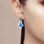 Santuzza Heart Shape Flower Earrings 925 Sterling Silver Exquisite Blue Clover Enamel Earring Fine Jewelry For Women