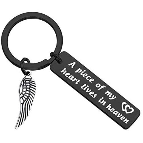 MAOFAED Memorial Keychain A Piece of My Heart Lives in Heaven Sympathy Gift Loss of Loved One Keychain