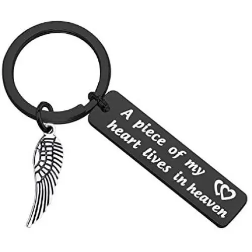 MAOFAED Memorial Keychain A Piece of My Heart Lives in Heaven Sympathy Gift Loss of Loved One Keychain MAOFAED Memorial Keychain A Piece of My Heart Lives in Heaven Sympathy Gift Loss of Loved One Keychain