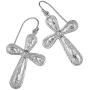 PZ Paz Creations 925 Sterling Silver Cross Dangle Earrings For Women Girls | Hammered Texture Design | Hypoallergenic For Pierced Ears