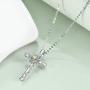 UCADRIT Cross with Rose Necklace 925 Sterling Silver with Simulated Birthstone Cross Jewelry for Women
