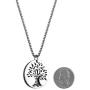 HZMAN Two Piece Serenity Prayer Stainless Steel Pendant Necklace with Tree of Life Cut Out 22+2'' Chain