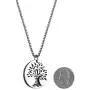 HZMAN Two Piece Serenity Prayer Stainless Steel Pendant Necklace with Tree of Life Cut Out 22+2'' Chain